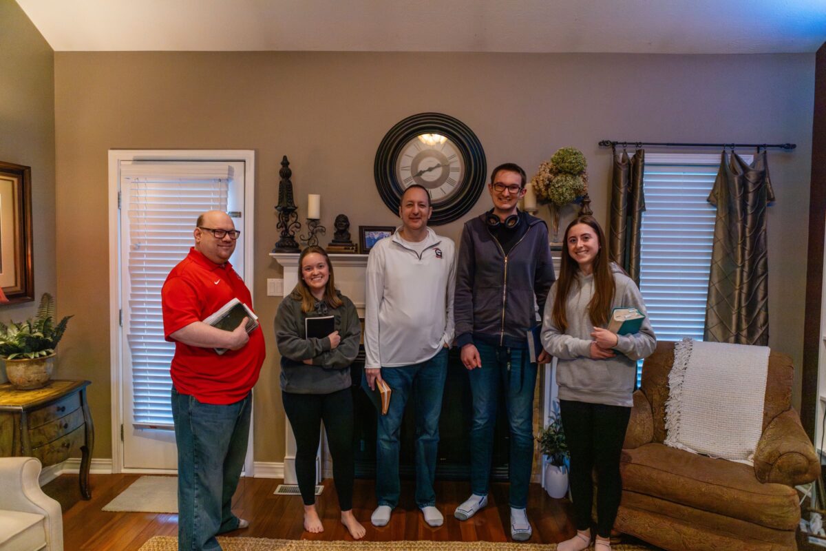 Dr. Matt Harmon with students in his living room. Discover how we're doing biblical discipleship at Grace Theological Seminary. Request information about our Seminary Programs.